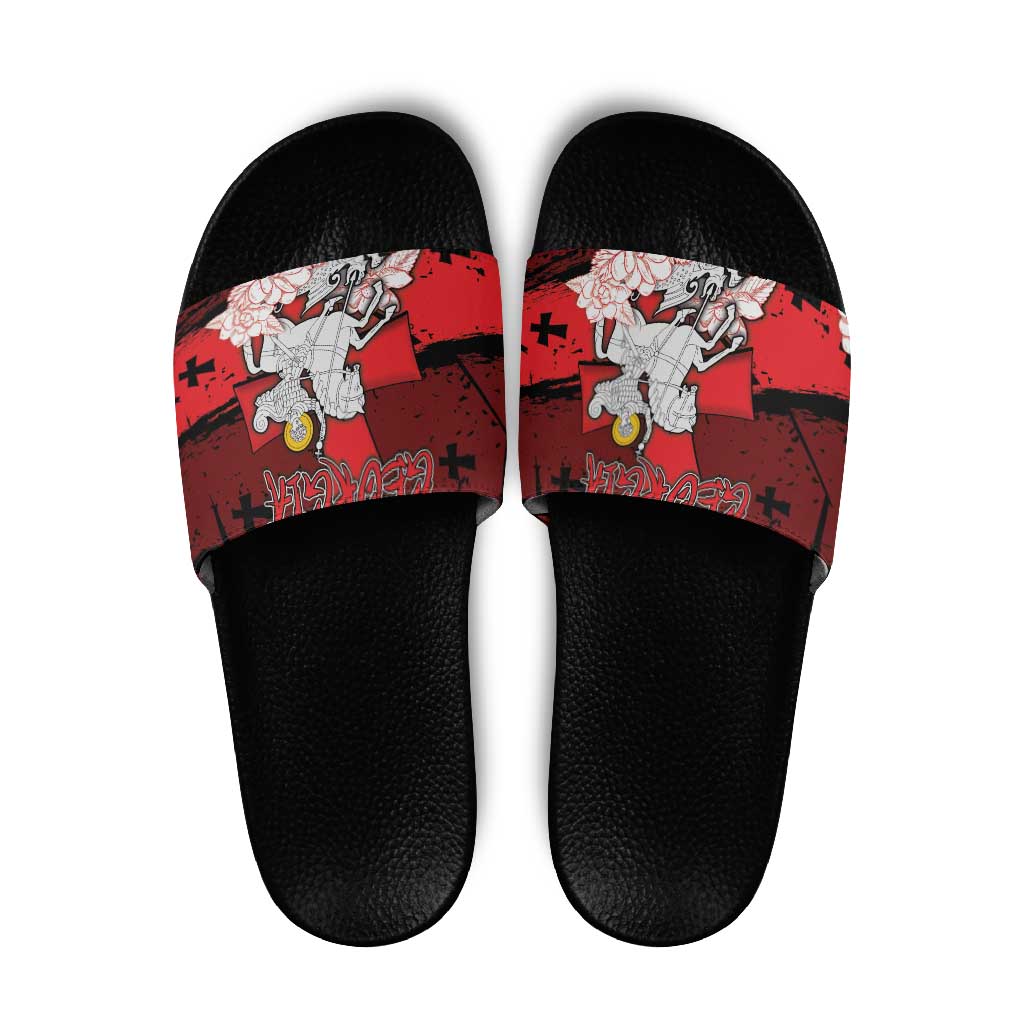 Georgia Slide Sandals Patron Saint Symbol - Wonder Print Shop