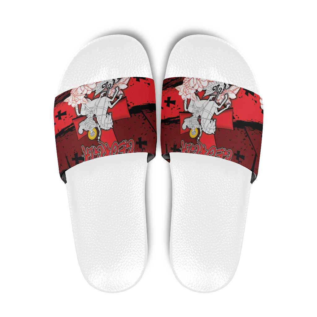 Georgia Slide Sandals Patron Saint Symbol - Wonder Print Shop