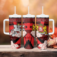 Personalized Georgia Tumbler With Handle Patron Saint Symbol - Wonder Print Shop