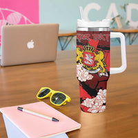 Personalized Georgia Tumbler With Handle Patron Saint Symbol - Wonder Print Shop