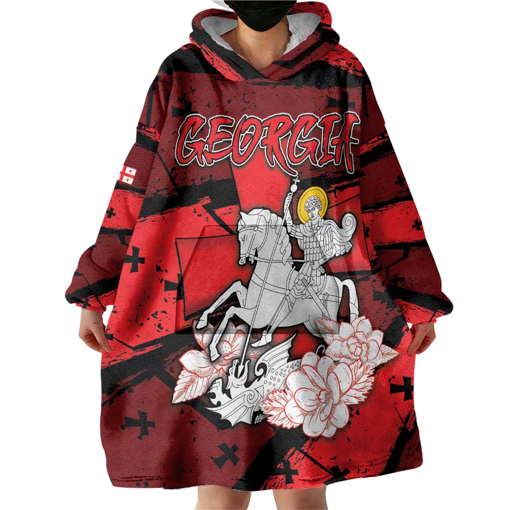 Personalized Georgia Wearable Blanket Hoodie Patron Saint Symbol - Wonder Print Shop