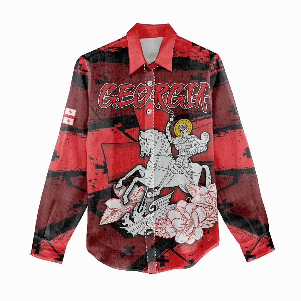 Personalized Georgia Women Casual Shirt Patron Saint Symbol - Wonder Print Shop