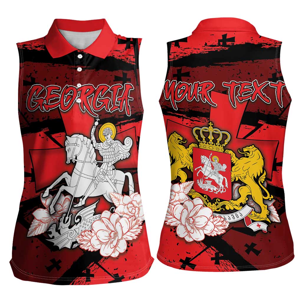 Personalized Georgia Women Sleeveless Polo Shirt Patron Saint Symbol - Wonder Print Shop