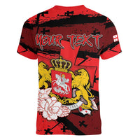 Personalized Georgia Women V-Neck T-Shirt Patron Saint Symbol - Wonder Print Shop