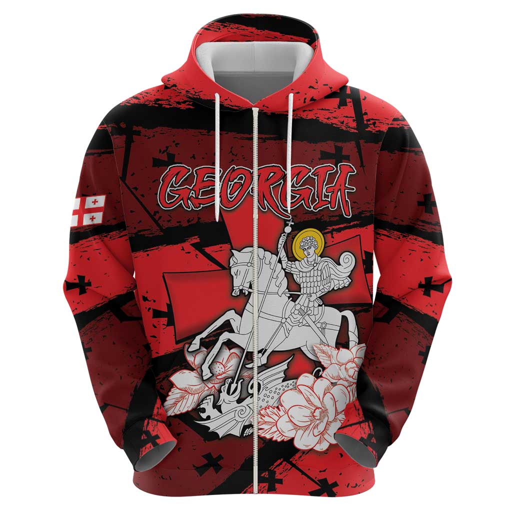 Personalized Georgia Zip Hoodie Patron Saint Symbol - Wonder Print Shop