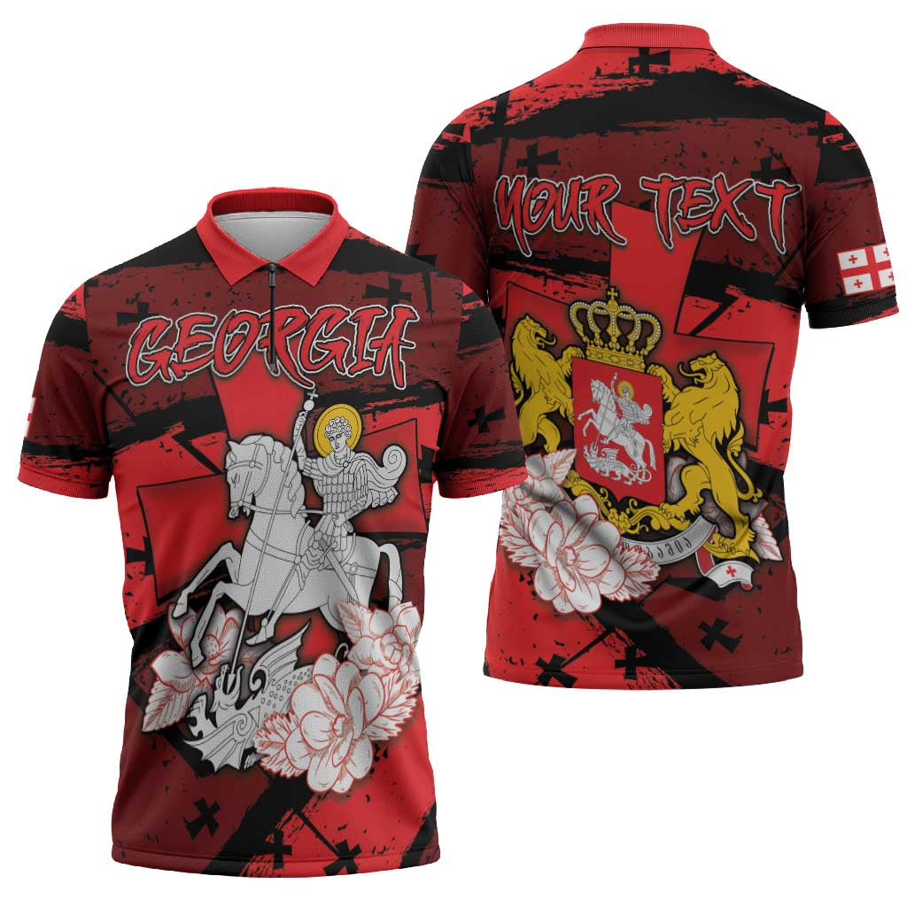 Personalized Georgia Zipper Polo Shirt Patron Saint Symbol - Wonder Print Shop