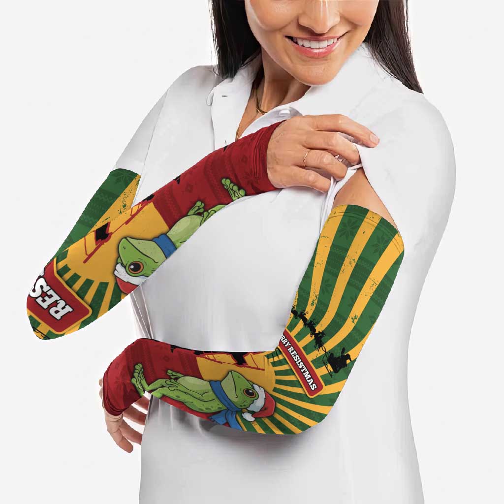 Merry Resistmas Arm Sleeves Resist Portland Frog - Wonder Print Shop