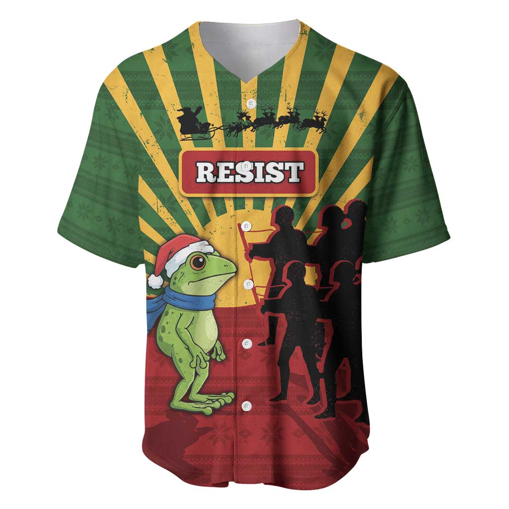 Merry Resistmas Baseball Jersey Resist Portland Frog - Wonder Print Shop