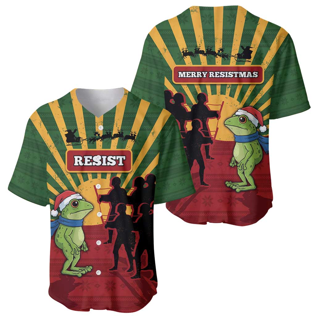 Merry Resistmas Baseball Jersey Resist Portland Frog - Wonder Print Shop