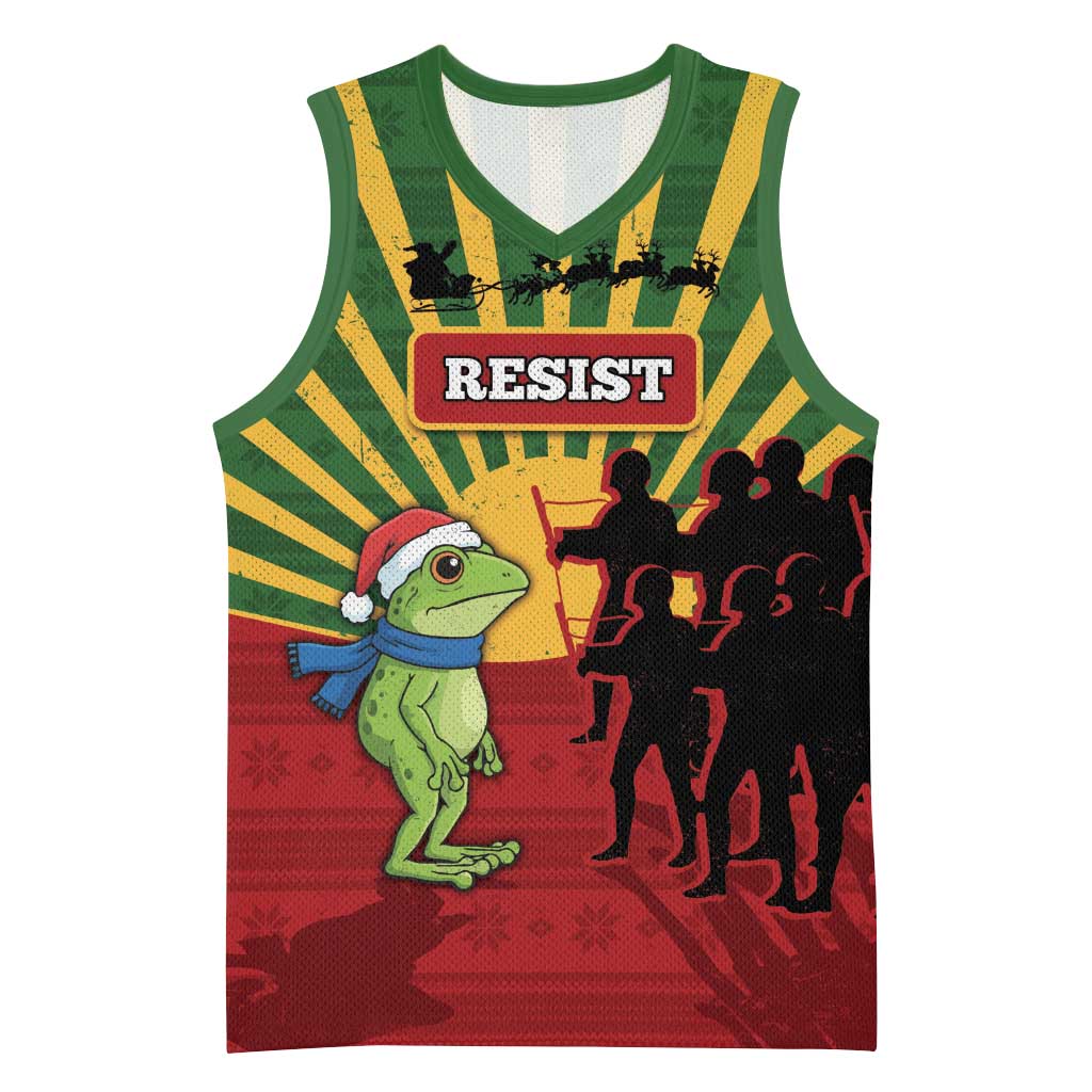 Merry Resistmas Basketball Jersey Resist Portland Frog - Wonder Print Shop