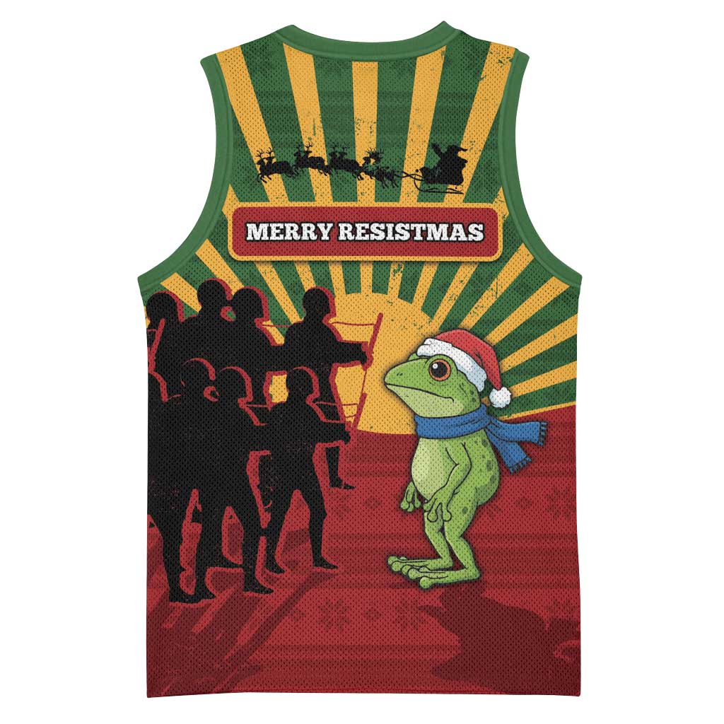 Merry Resistmas Basketball Jersey Resist Portland Frog - Wonder Print Shop