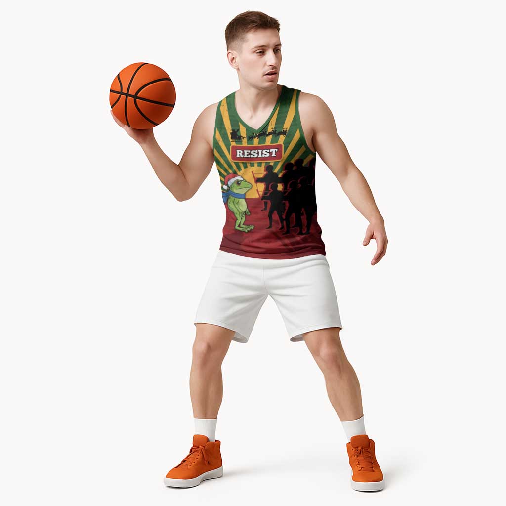 Merry Resistmas Basketball Jersey Resist Portland Frog - Wonder Print Shop