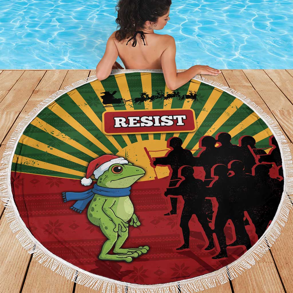 Merry Resistmas Beach Blanket Resist Portland Frog - Wonder Print Shop