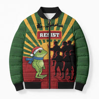 Merry Resistmas Bomber Puffer Jacket Resist Portland Frog - Wonder Print Shop