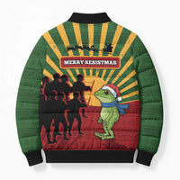 Merry Resistmas Bomber Puffer Jacket Resist Portland Frog - Wonder Print Shop