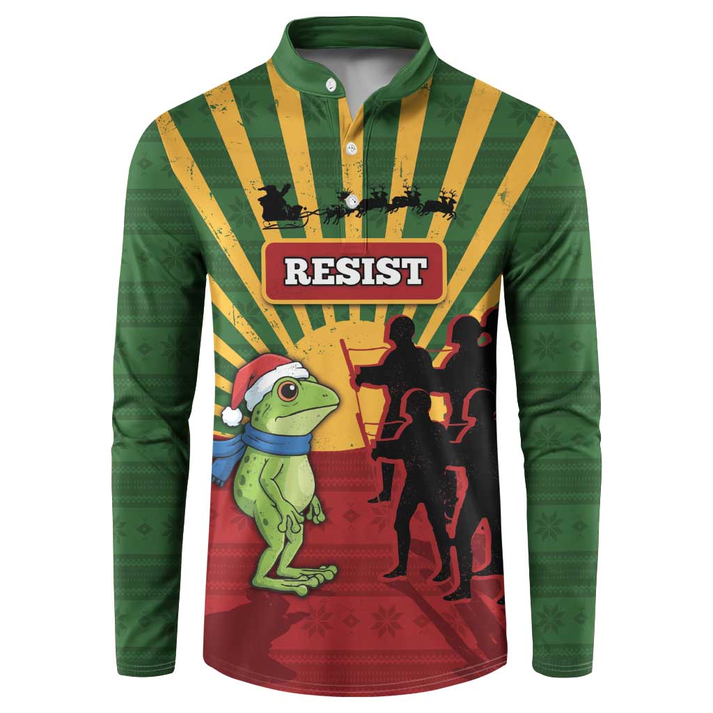 Merry Resistmas Button Sweatshirt Resist Portland Frog - Wonder Print Shop