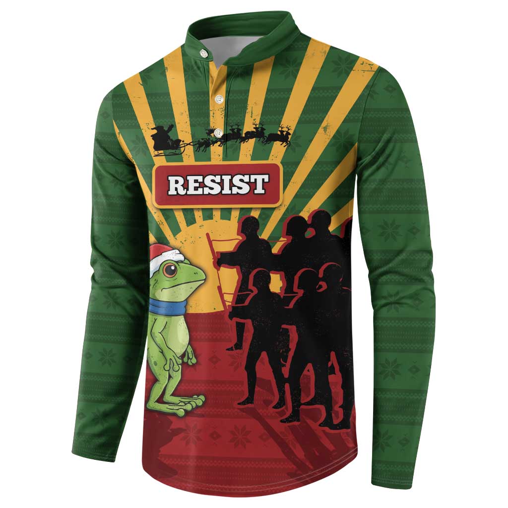 Merry Resistmas Button Sweatshirt Resist Portland Frog - Wonder Print Shop