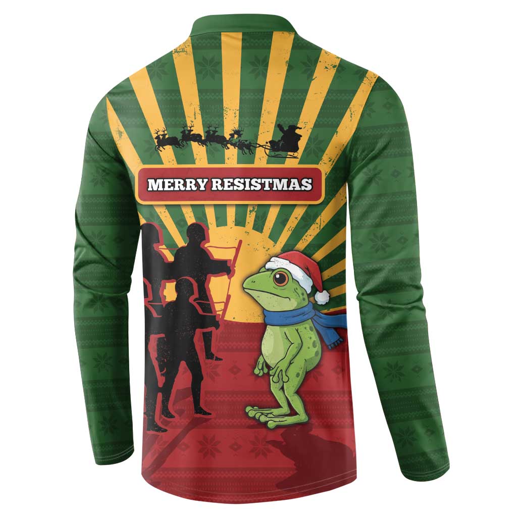 Merry Resistmas Button Sweatshirt Resist Portland Frog - Wonder Print Shop