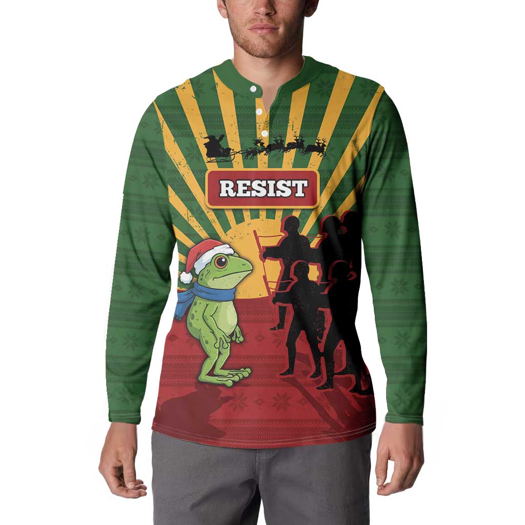 Merry Resistmas Button Sweatshirt Resist Portland Frog - Wonder Print Shop