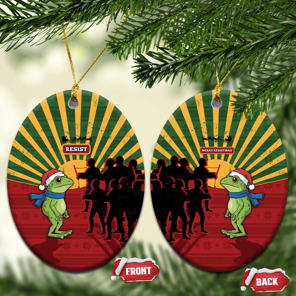 Merry Resistmas Ceramic Ornament Resist Portland Frog - Wonder Print Shop