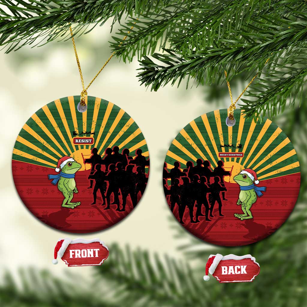 Merry Resistmas Ceramic Ornament Resist Portland Frog - Wonder Print Shop