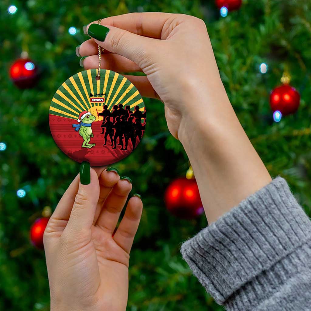 Merry Resistmas Ceramic Ornament Resist Portland Frog - Wonder Print Shop