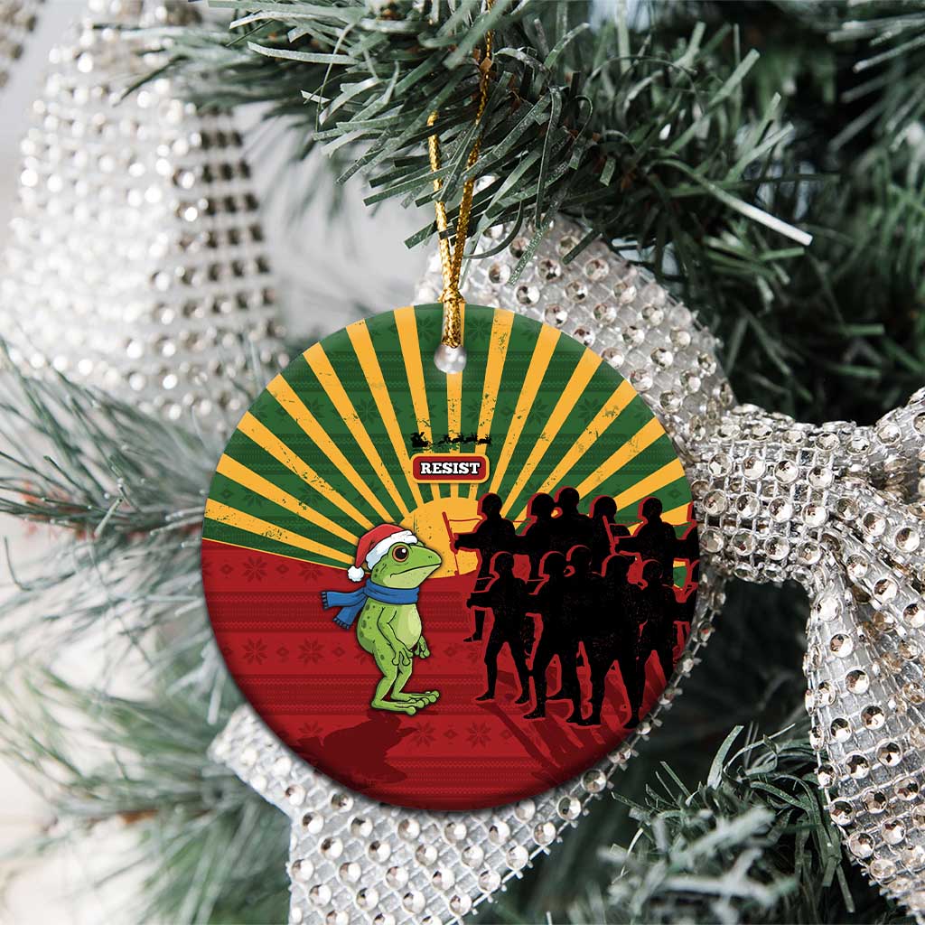 Merry Resistmas Ceramic Ornament Resist Portland Frog - Wonder Print Shop