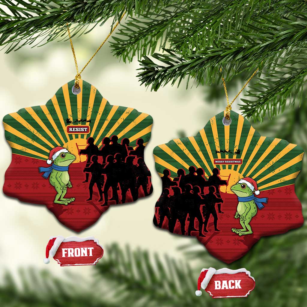 Merry Resistmas Ceramic Ornament Resist Portland Frog - Wonder Print Shop