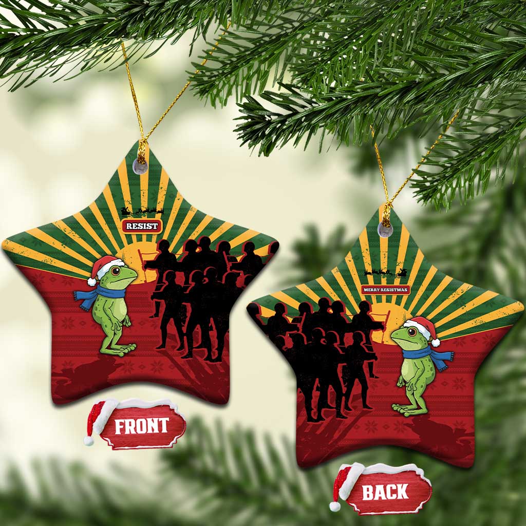 Merry Resistmas Ceramic Ornament Resist Portland Frog - Wonder Print Shop