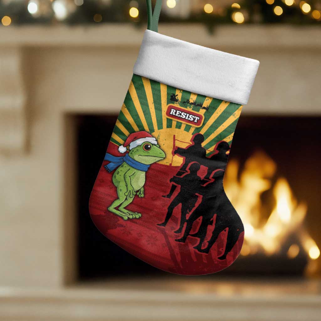 Merry Resistmas Christmas Stocking Resist Portland Frog - Wonder Print Shop
