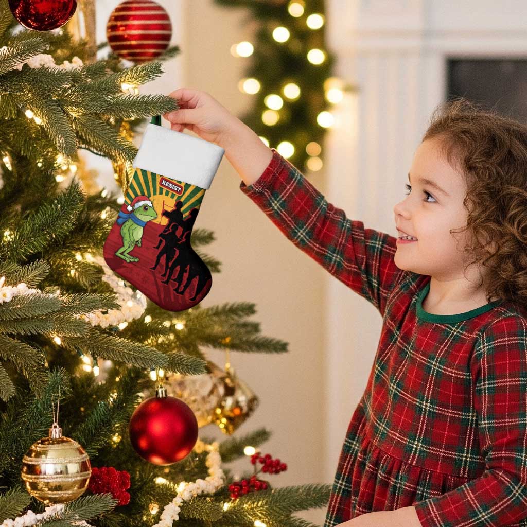 Merry Resistmas Christmas Stocking Resist Portland Frog - Wonder Print Shop