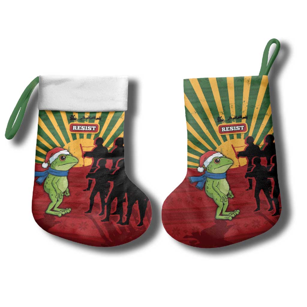 Merry Resistmas Christmas Stocking Resist Portland Frog - Wonder Print Shop