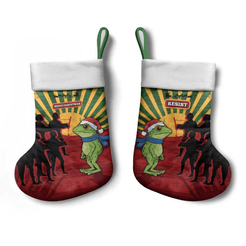 Merry Resistmas Christmas Stocking Resist Portland Frog - Wonder Print Shop