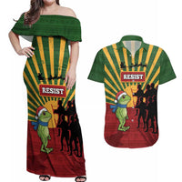 Merry Resistmas Couples Matching Off Shoulder Maxi Dress and Hawaiian Shirt Resist Portland Frog - Wonder Print Shop