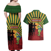 Merry Resistmas Couples Matching Off Shoulder Maxi Dress and Hawaiian Shirt Resist Portland Frog - Wonder Print Shop