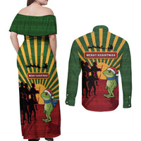 Merry Resistmas Couples Matching Off Shoulder Maxi Dress and Long Sleeve Button Shirt Resist Portland Frog - Wonder Print Shop