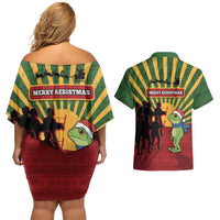 Merry Resistmas Couples Matching Off Shoulder Short Dress and Hawaiian Shirt Resist Portland Frog - Wonder Print Shop