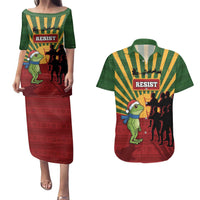 Merry Resistmas Couples Matching Puletasi and Hawaiian Shirt Resist Portland Frog - Wonder Print Shop