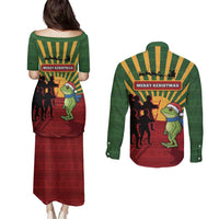 Merry Resistmas Couples Matching Puletasi and Long Sleeve Button Shirt Resist Portland Frog - Wonder Print Shop