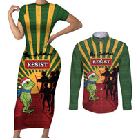 Merry Resistmas Couples Matching Short Sleeve Bodycon Dress and Long Sleeve Button Shirt Resist Portland Frog - Wonder Print Shop