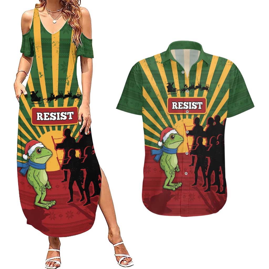 Merry Resistmas Couples Matching Summer Maxi Dress and Hawaiian Shirt Resist Portland Frog - Wonder Print Shop