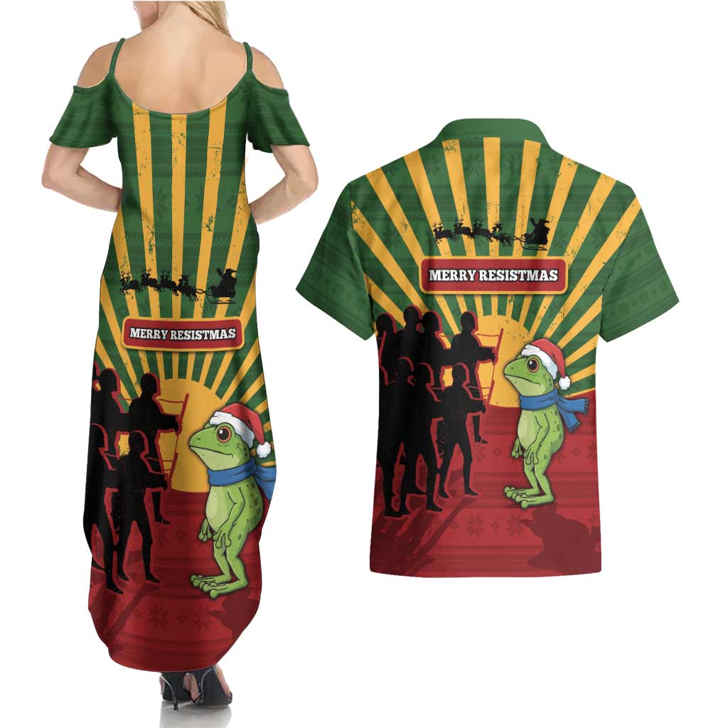 Merry Resistmas Couples Matching Summer Maxi Dress and Hawaiian Shirt Resist Portland Frog - Wonder Print Shop