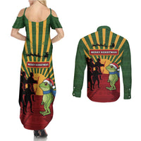 Merry Resistmas Couples Matching Summer Maxi Dress and Long Sleeve Button Shirt Resist Portland Frog - Wonder Print Shop