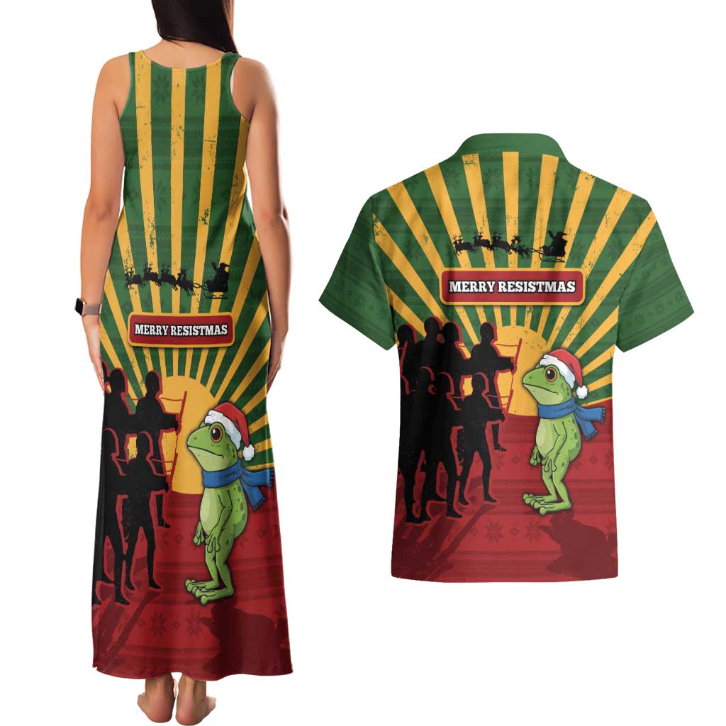 Merry Resistmas Couples Matching Tank Maxi Dress and Hawaiian Shirt Resist Portland Frog - Wonder Print Shop