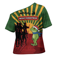 Merry Resistmas Cross Shoulder Shirt Resist Portland Frog - Wonder Print Shop