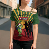 Merry Resistmas Cross Shoulder Shirt Resist Portland Frog - Wonder Print Shop