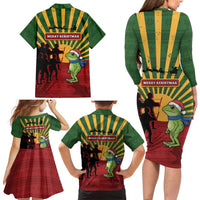 Merry Resistmas Family Matching Long Sleeve Bodycon Dress and Hawaiian Shirt Resist Portland Frog - Wonder Print Shop