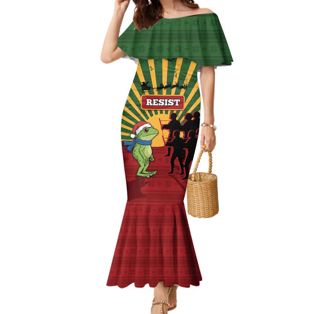 Merry Resistmas Family Matching Mermaid Dress and Hawaiian Shirt Resist Portland Frog - Wonder Print Shop