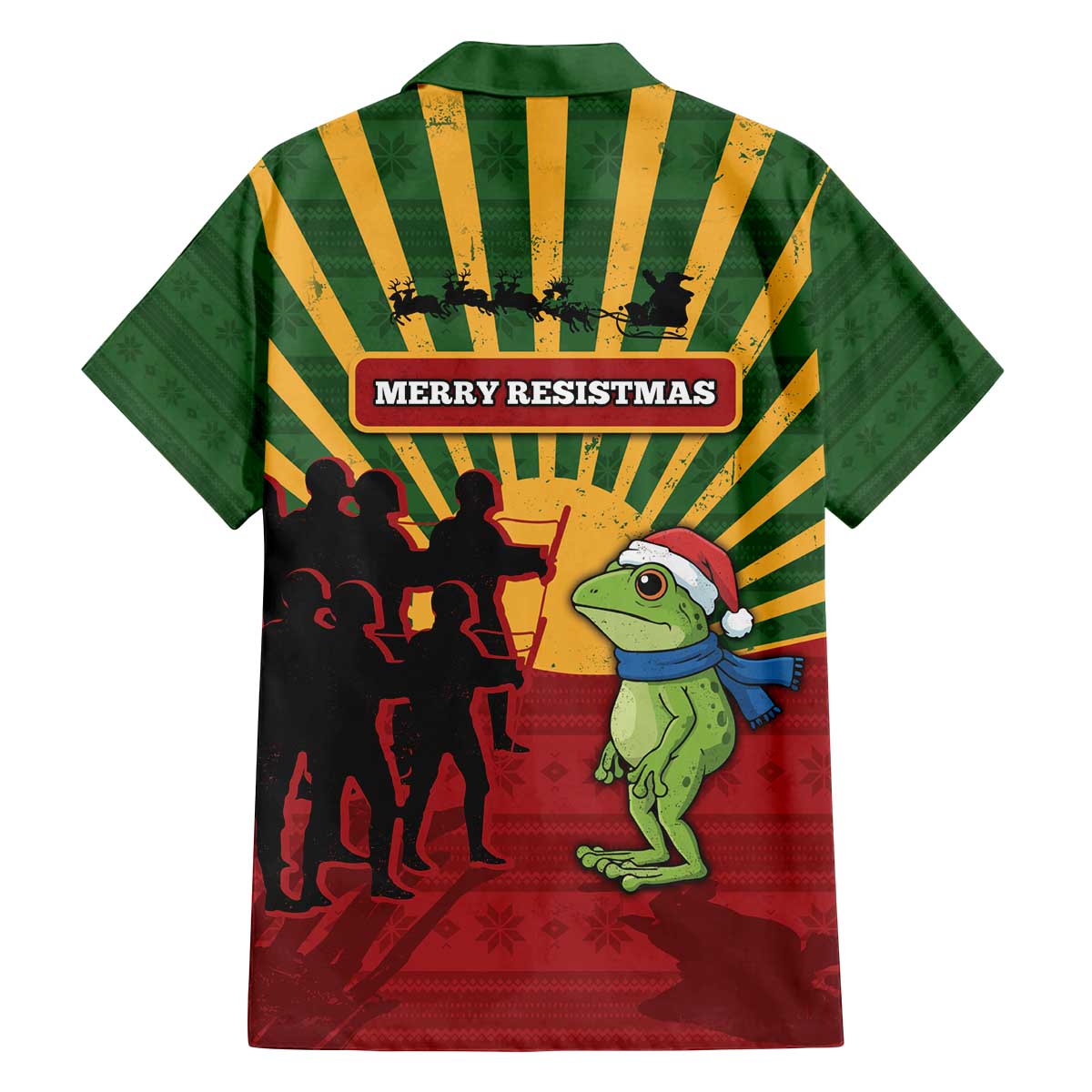 Merry Resistmas Family Matching Off The Shoulder Long Sleeve Dress and Hawaiian Shirt Resist Portland Frog - Wonder Print Shop