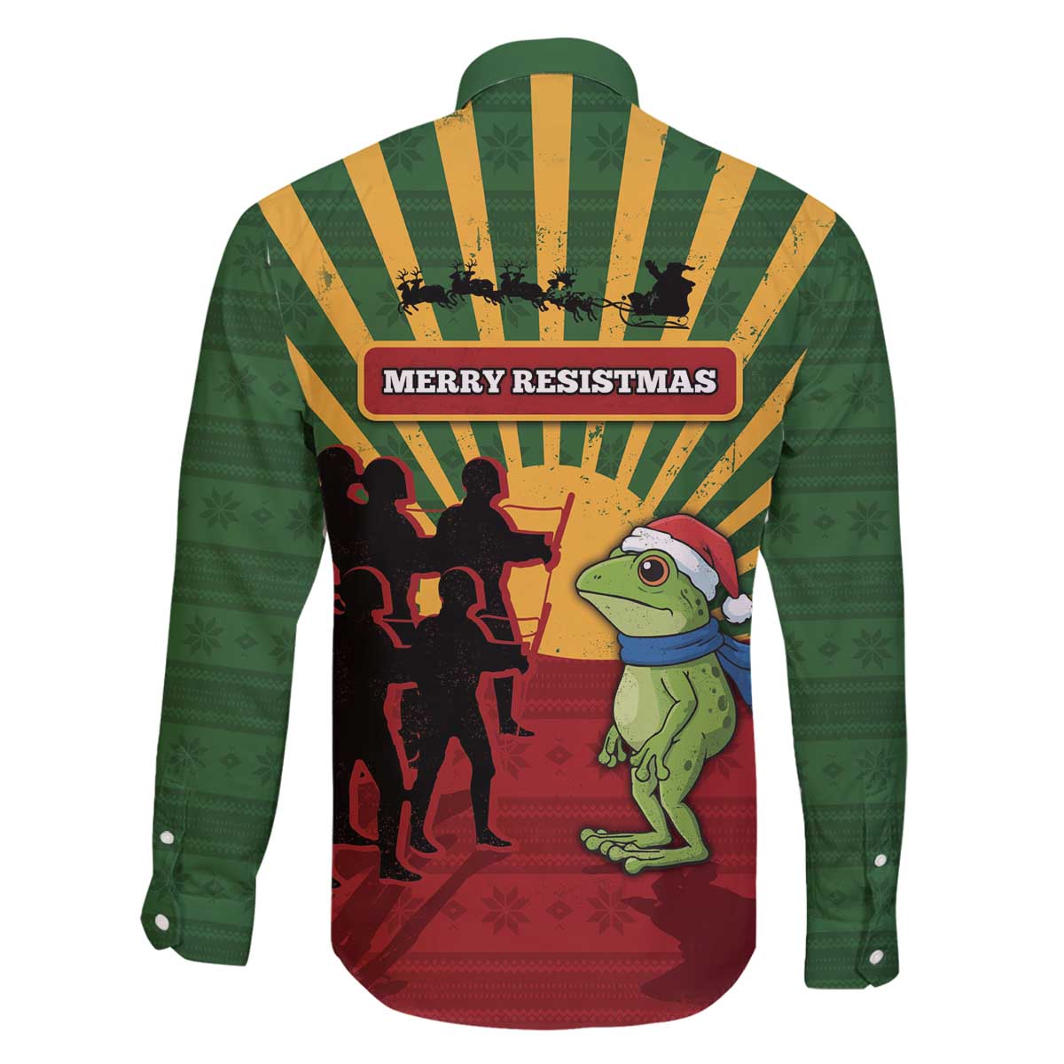 Merry Resistmas Family Matching Off The Shoulder Long Sleeve Dress and Hawaiian Shirt Resist Portland Frog - Wonder Print Shop